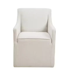 Kirklands Home Elaine Cream Upholstered Skirted Dining Chair White Hot