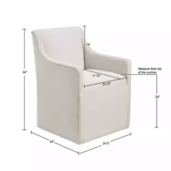 Kirklands Home Elaine Cream Upholstered Skirted Dining Chair White Hot