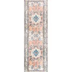 Kirklands Home Eleanor Distressed Medallion Washable Runner Clearance
