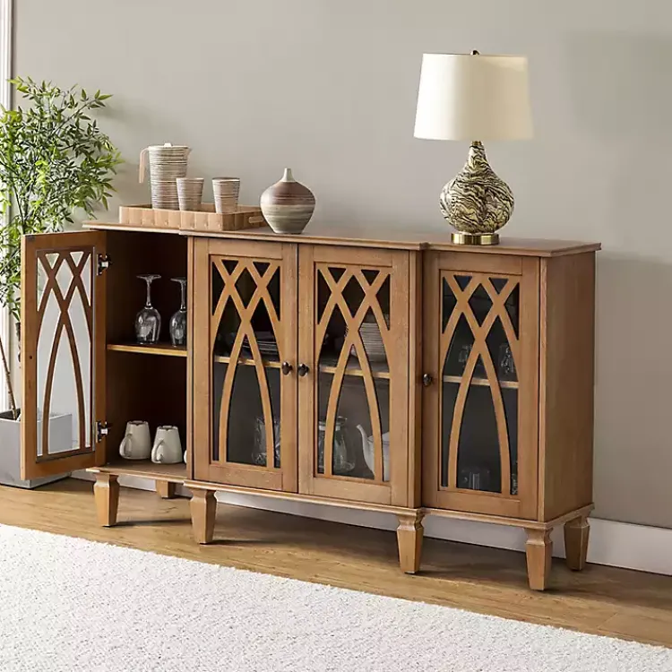 Kirklands Home Eleanora Acorn Wood 4-Door Sideboard Brown Discount