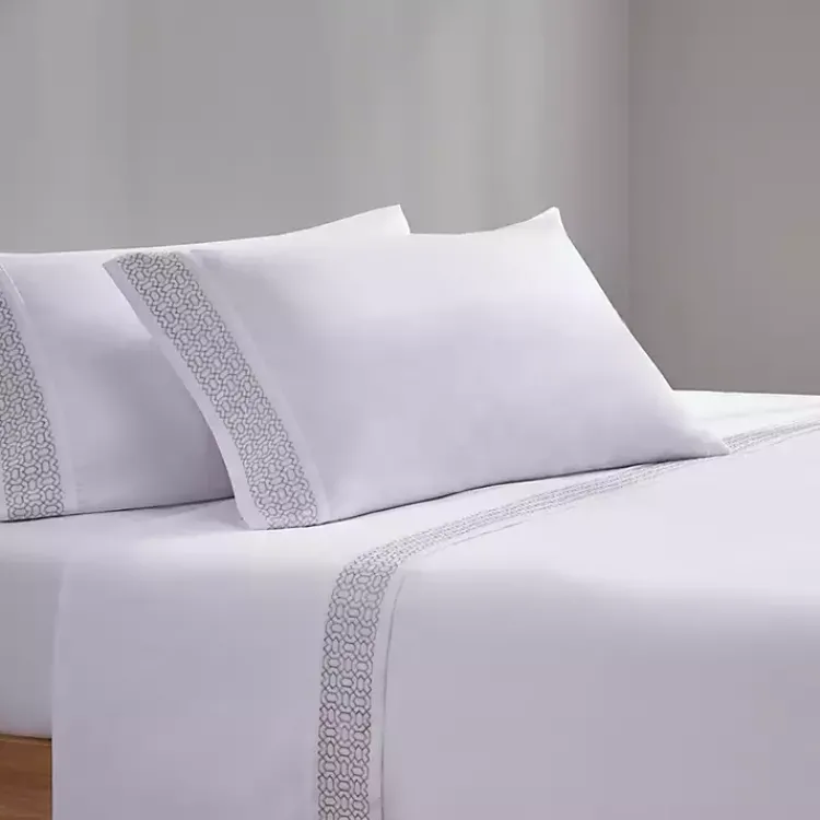 Kirklands Home Elegant Geo Hem Microfiber 4-pc. Full Sheet Set Discount