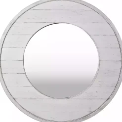 Kirklands Home Ellison Shiplap Round Wood Wall Mirror Clearance
