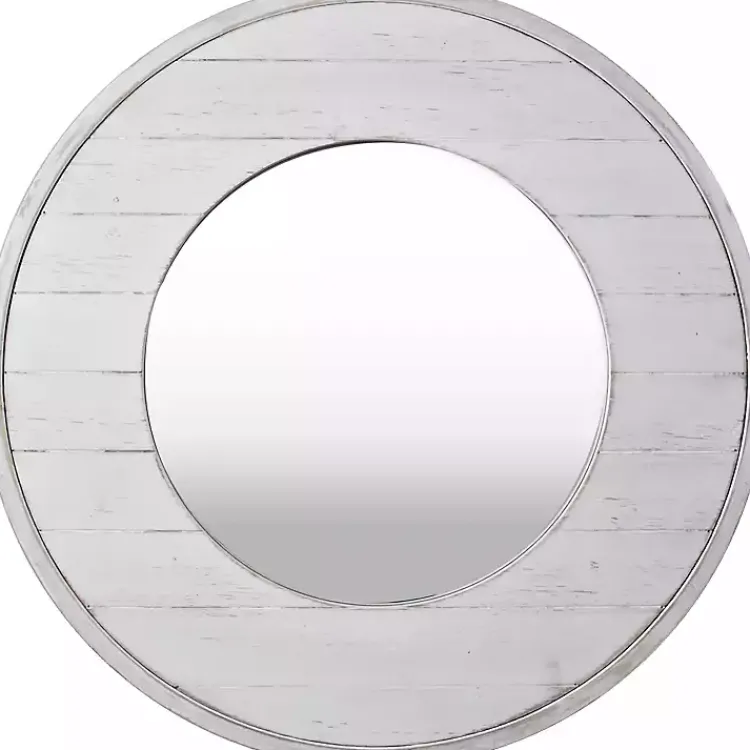 Kirklands Home Ellison Shiplap Round Wood Wall Mirror Clearance