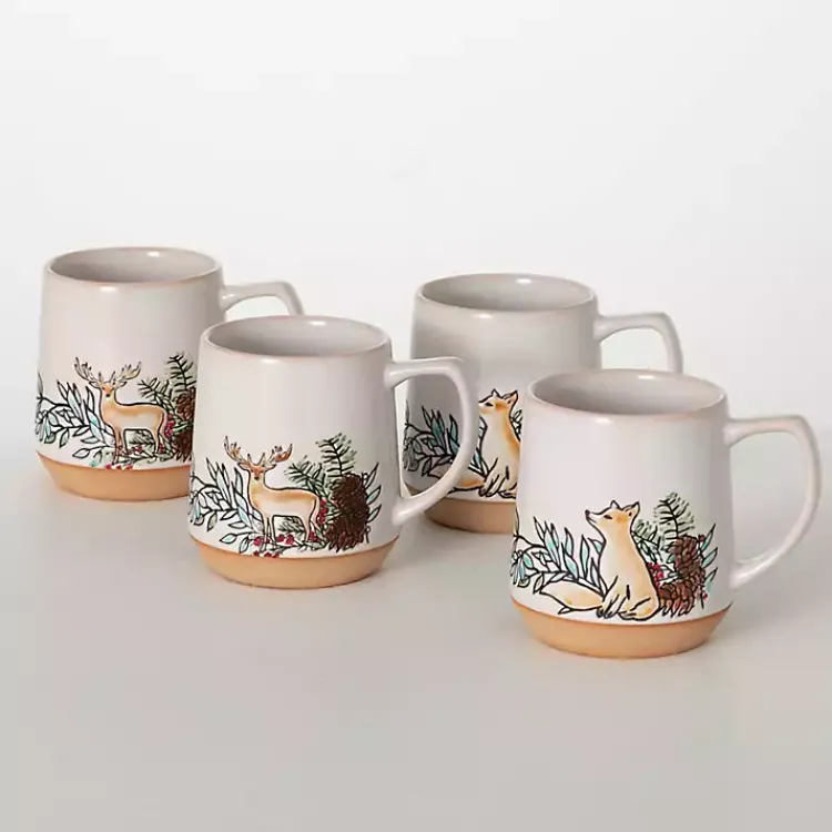 Christmas Dining & Entertaining>Kirklands Home Embossed Woodland Christmas Mugs, Set of 4