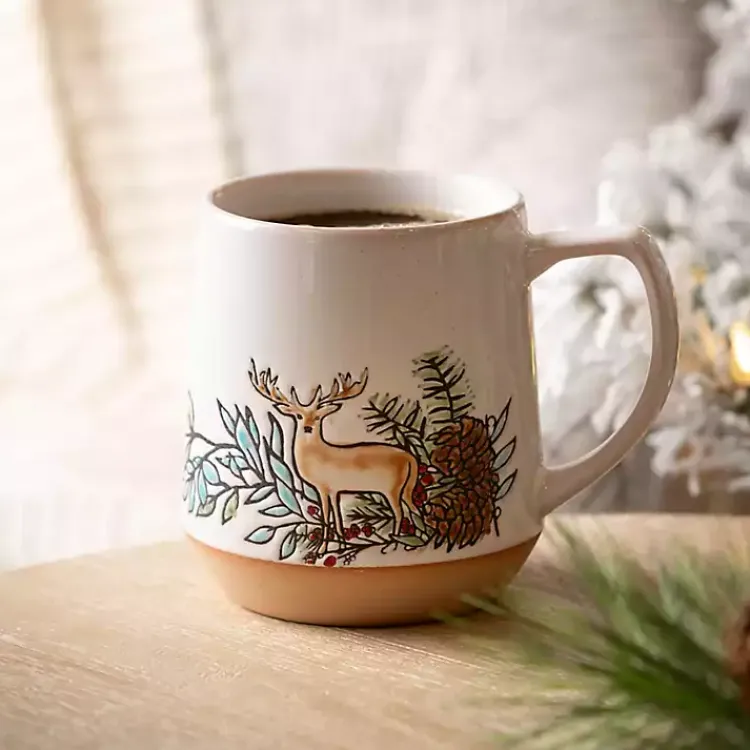 Christmas Dining & Entertaining>Kirklands Home Embossed Woodland Christmas Mugs, Set of 4