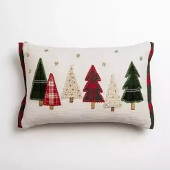 Pillows>Kirklands Home Embroidered Christmas Trees & Plaid Pillow