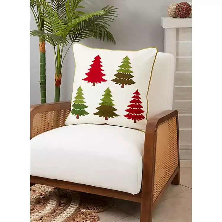 Christmas Pillows>Kirklands Home Embroidered Christmas Trees Pillow