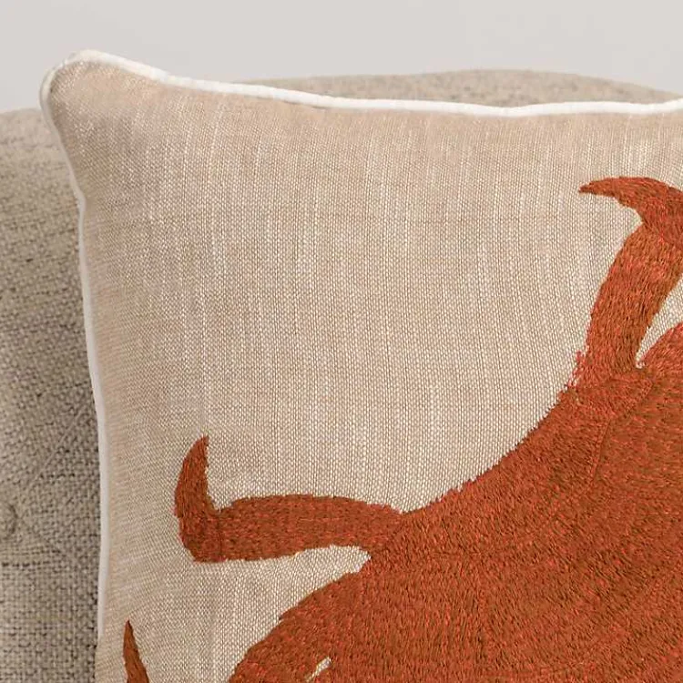 Pillows>Kirklands Home Embroidered Crab Chambray Pillow