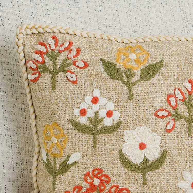 Pillows>Kirklands Home Embroidered Floral Delaney Lumbar Pillow