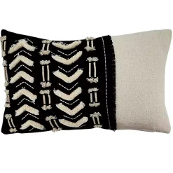 Pillows>Kirklands Home Embroidered Geo Black and White Lumbar Pillow