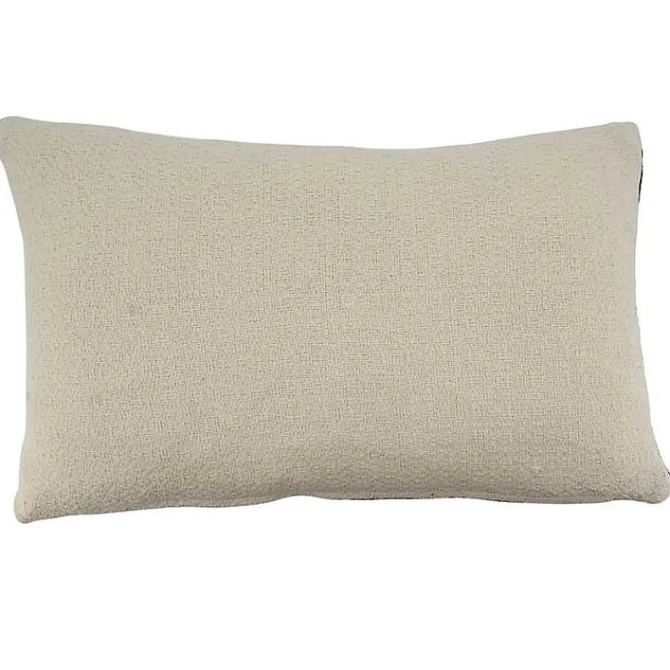 Pillows>Kirklands Home Embroidered Geo Black and White Lumbar Pillow