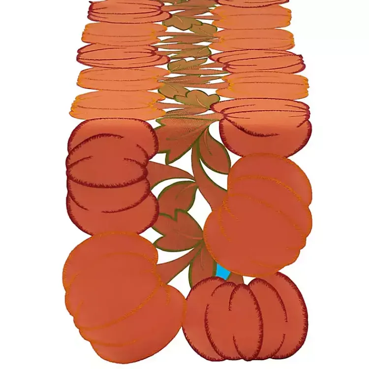 Kirklands Home Embroidered Pumpkin Table Runner Orange New