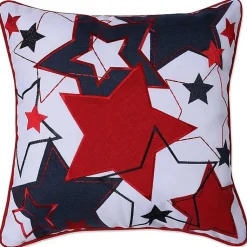 Kirklands Home Embroidered Red and Blue Stars Outdoor Pillow Clearance
