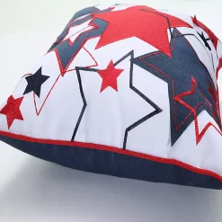 Kirklands Home Embroidered Red and Blue Stars Outdoor Pillow Clearance