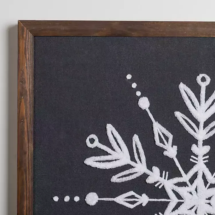 Christmas Art & Wall Decor>Kirklands Home Embroidered Snowflake Framed Wall Plaque