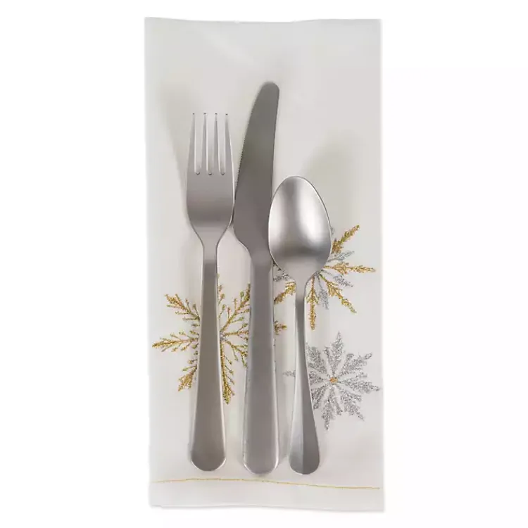 Christmas Dining & Entertaining>Kirklands Home Embroidered Sparkle Snowflakes Napkins, Set of 6
