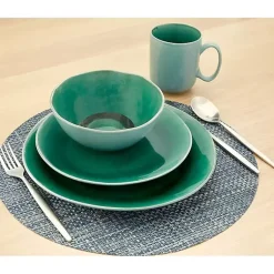 Kirklands Home Emerald Crackle Glazed 16-pc. Dinnerware Set Green Clearance