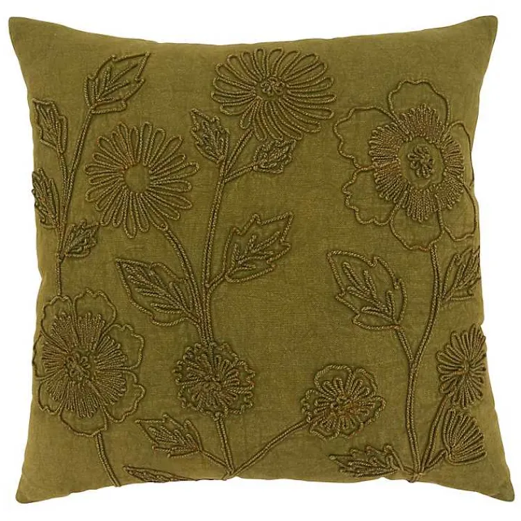 Pillows>Kirklands Home Emerald Stone Wash Embroidered Throw Pillow Green