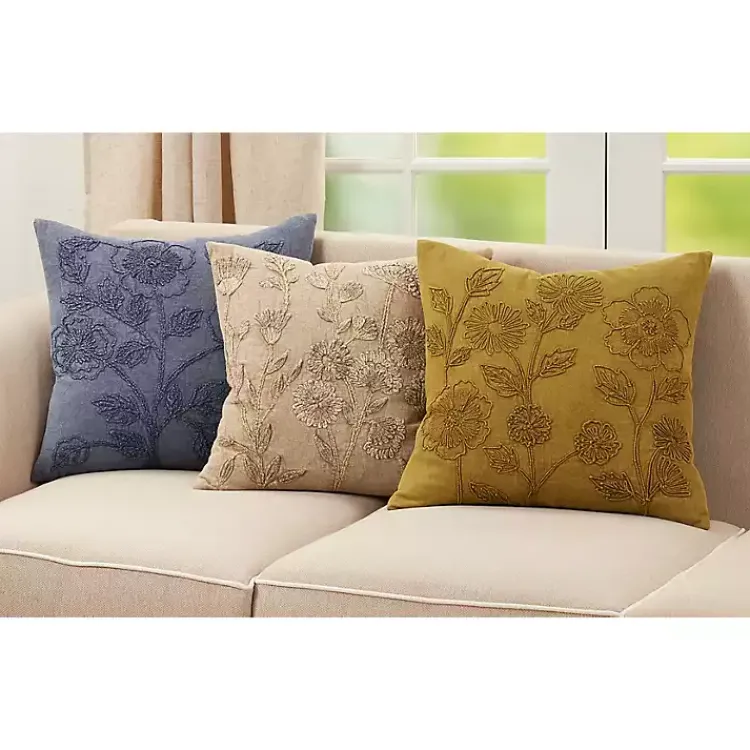 Pillows>Kirklands Home Emerald Stone Wash Embroidered Throw Pillow Green