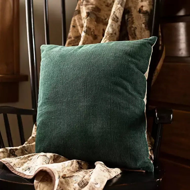 Pillows>Kirklands Home Emerald Velvet Corduroy Throw Pillow Green