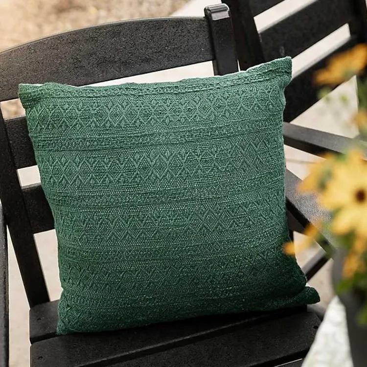Pillows>Kirklands Home Emerald Woven Geo Stripe Indoor/Outdoor Pillow Green