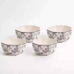 Kirklands Home Emery Black Toile Cereal Bowls, Set of 4 Online