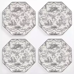 Kirklands Home Emery Black Toile Dinner Plates, Set of 4 Best
