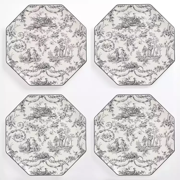 Kirklands Home Emery Black Toile Dinner Plates, Set of 4 Best