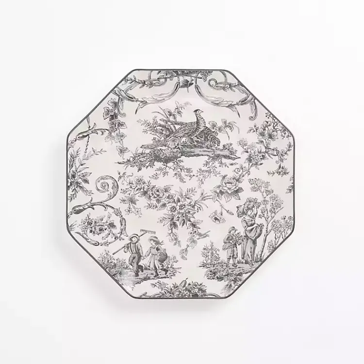 Kirklands Home Emery Black Toile Salad Plate