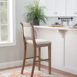 Kirklands Home Emma Bar Stool with Nailhead Trim Gray Online