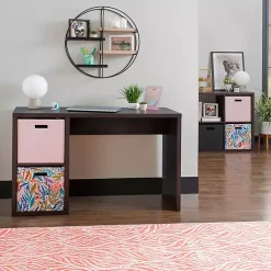 Kirklands Home Espresso Cube Storage Wood Desk Discount