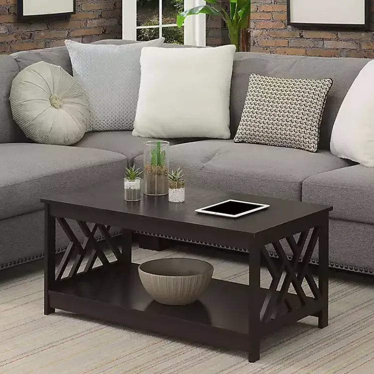 Kirklands Home Espresso Cut-Out Sides Coffee Table Brown Best