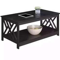 Kirklands Home Espresso Cut-Out Sides Coffee Table Brown Best