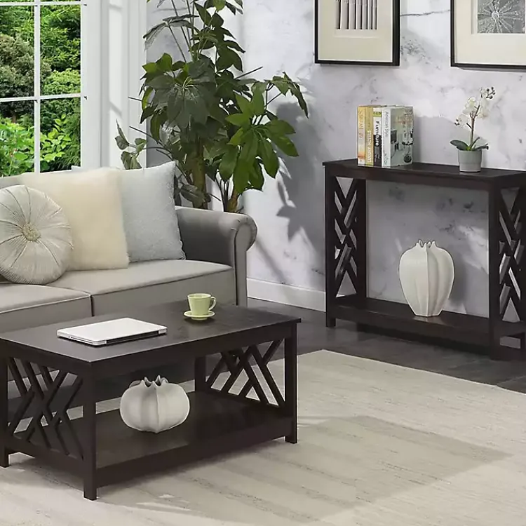 Kirklands Home Espresso Cut-Out Sides Coffee Table Brown Best