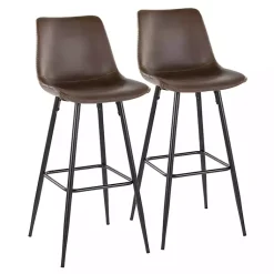 Kirklands Home Espresso Faux Leather Metal Bar Stools, Set of 2 Brown Sale