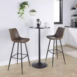 Kirklands Home Espresso Faux Leather Metal Bar Stools, Set of 2 Brown Sale