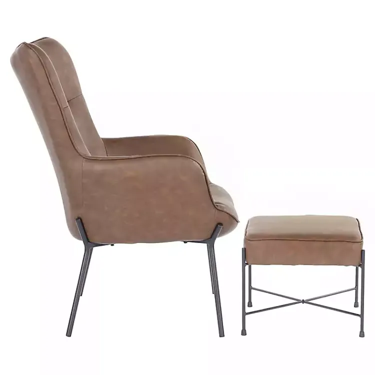 Kirklands Home Espresso Faux Leather 2-pc. Chair and Ottoman Set Brown Sale