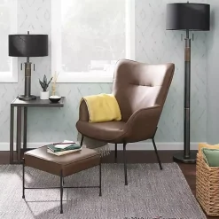Kirklands Home Espresso Faux Leather 2-pc. Chair and Ottoman Set Brown Sale