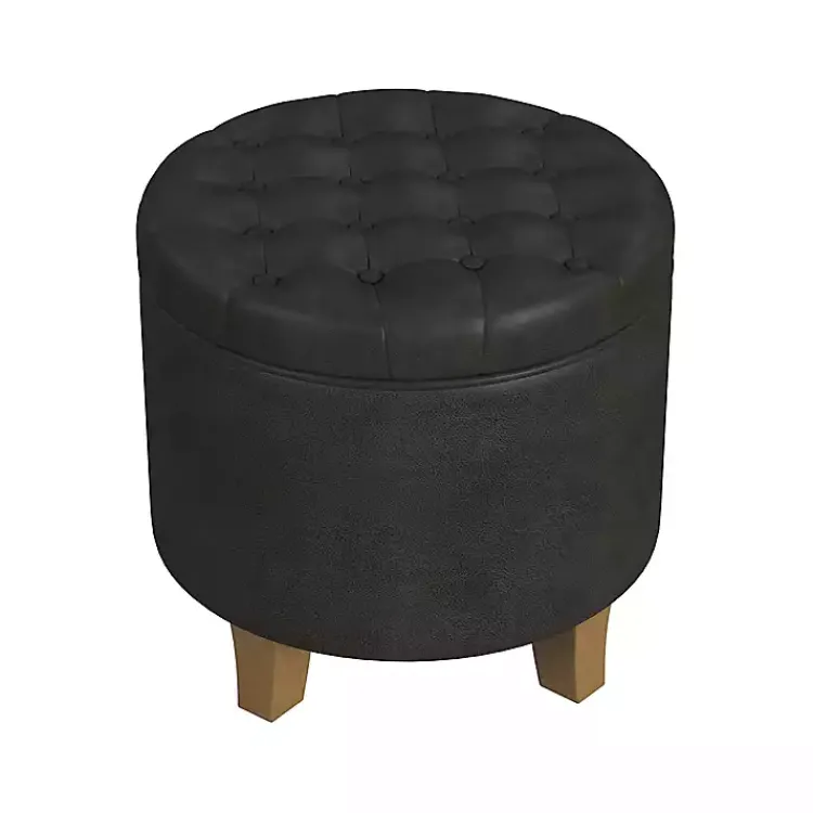 Kirklands Home Espresso Faux Leather Tufted Storage Ottoman Brown Online