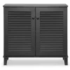 Kirklands Home Espresso Shutter Door Wooden Cabinet Discount