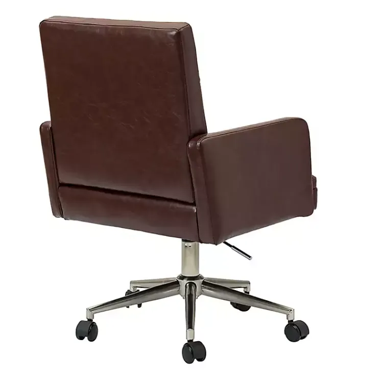 Kirklands Home Espresso Tufted Faux Leather Swivel Office Chair Brown Discount