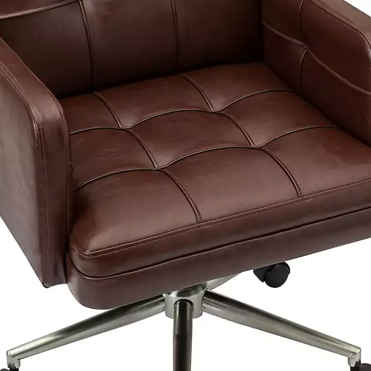 Kirklands Home Espresso Tufted Faux Leather Swivel Office Chair Brown Discount