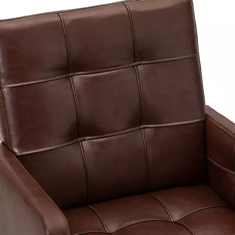 Kirklands Home Espresso Tufted Faux Leather Swivel Office Chair Brown Discount