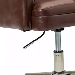 Kirklands Home Espresso Tufted Faux Leather Swivel Office Chair Brown Discount