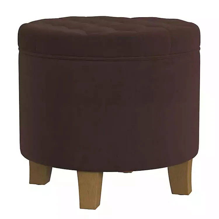 Kirklands Home Espresso Velvet Tufted Storage Ottoman Brown Best