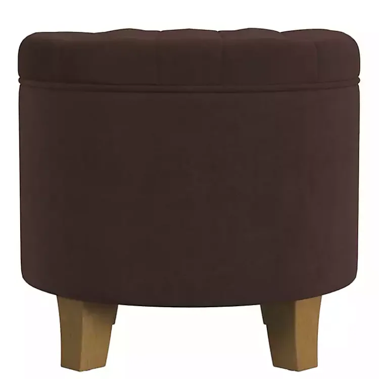 Kirklands Home Espresso Velvet Tufted Storage Ottoman Brown Best