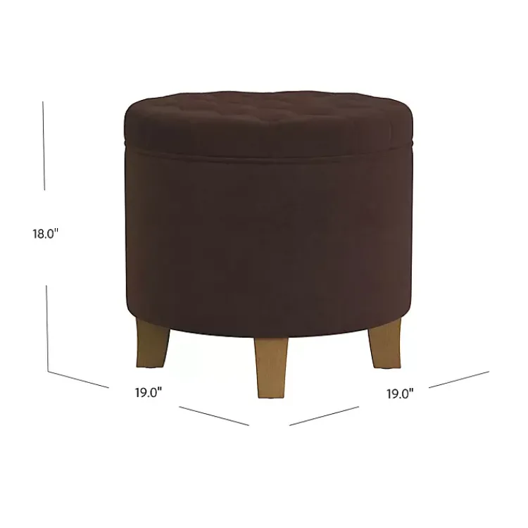 Kirklands Home Espresso Velvet Tufted Storage Ottoman Brown Best