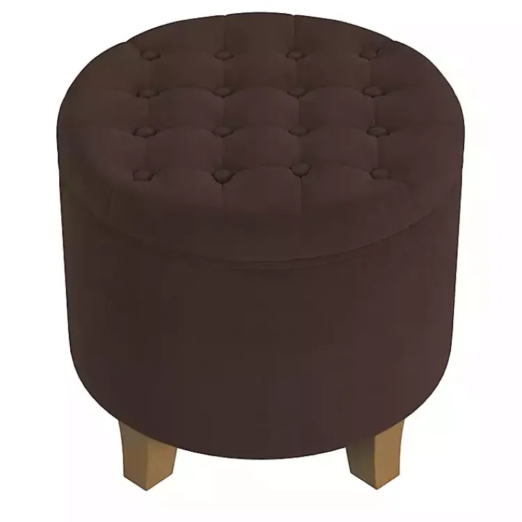 Kirklands Home Espresso Velvet Tufted Storage Ottoman Brown Best