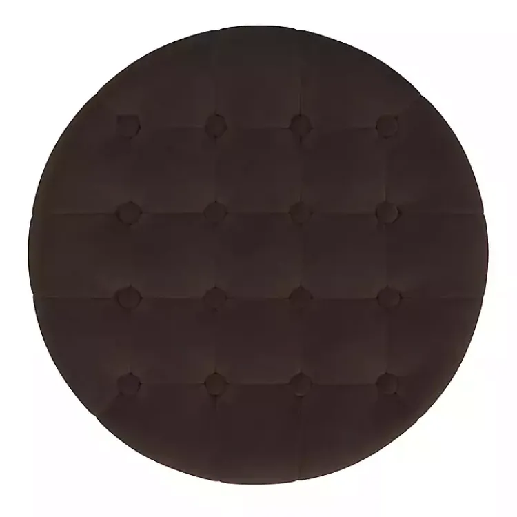 Kirklands Home Espresso Velvet Tufted Storage Ottoman Brown Best