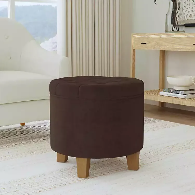 Kirklands Home Espresso Velvet Tufted Storage Ottoman Brown Best